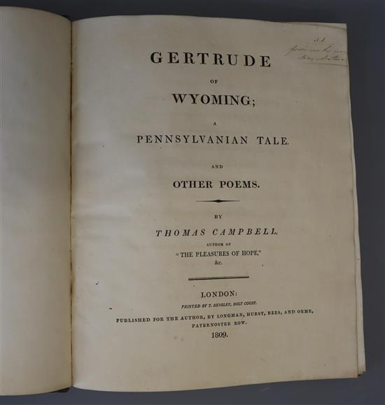 Campbell, Thomas - Gertrude of Wyoming, qto, half calf, boards badly scuffed, Longman, Hurst, Rees and Orme, London 1809